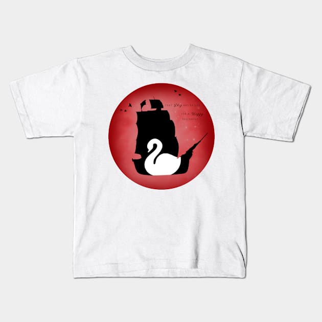 CAPTAIN SWAN Kids T-Shirt by EnchantedSwans